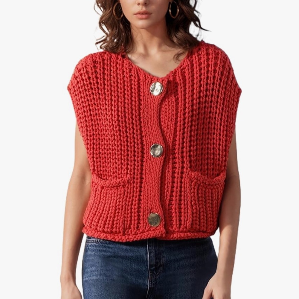 NWOT Chunky Knit Crop Sweater Vest
